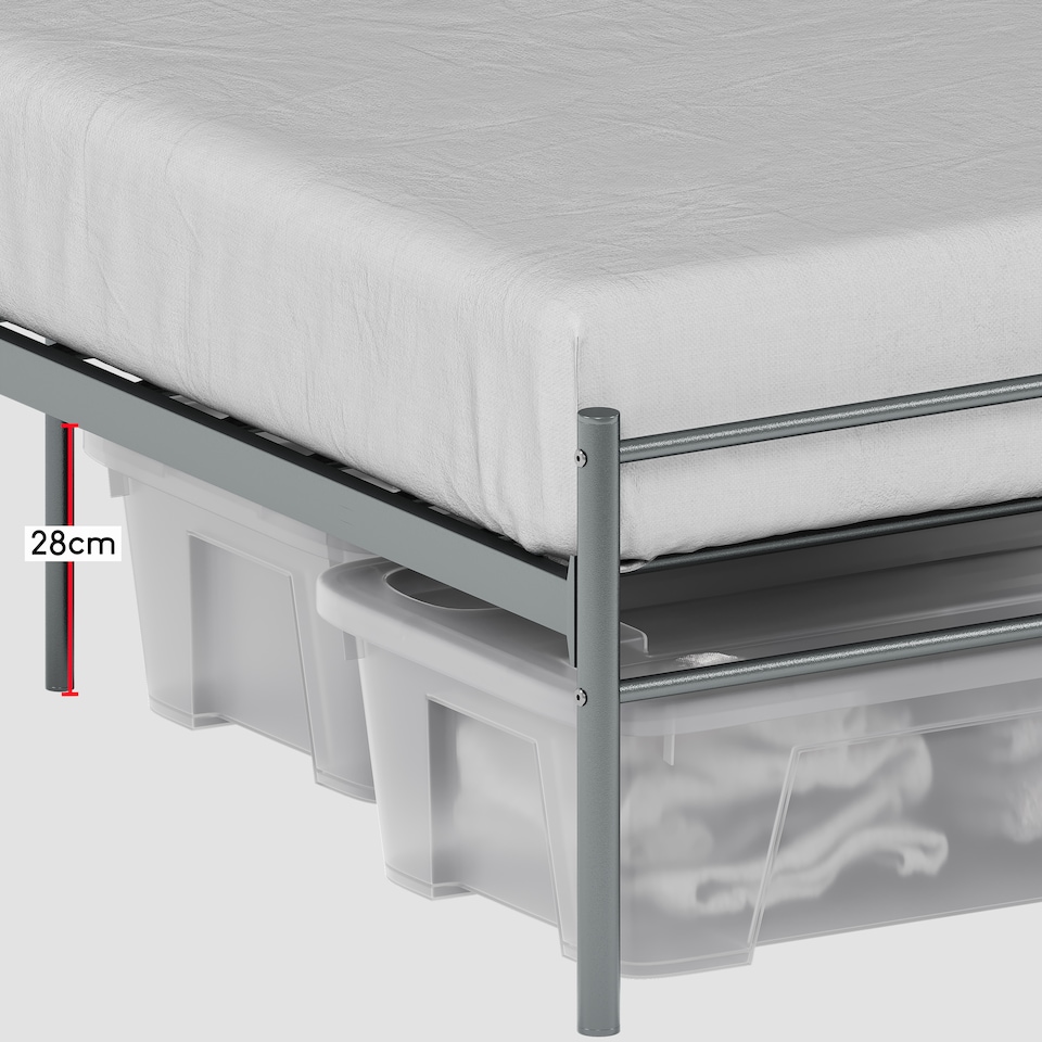 image 1 of Vida Designs Dorset 5ft King Size Bed Metal Frame, Silver, 150 x 200cm