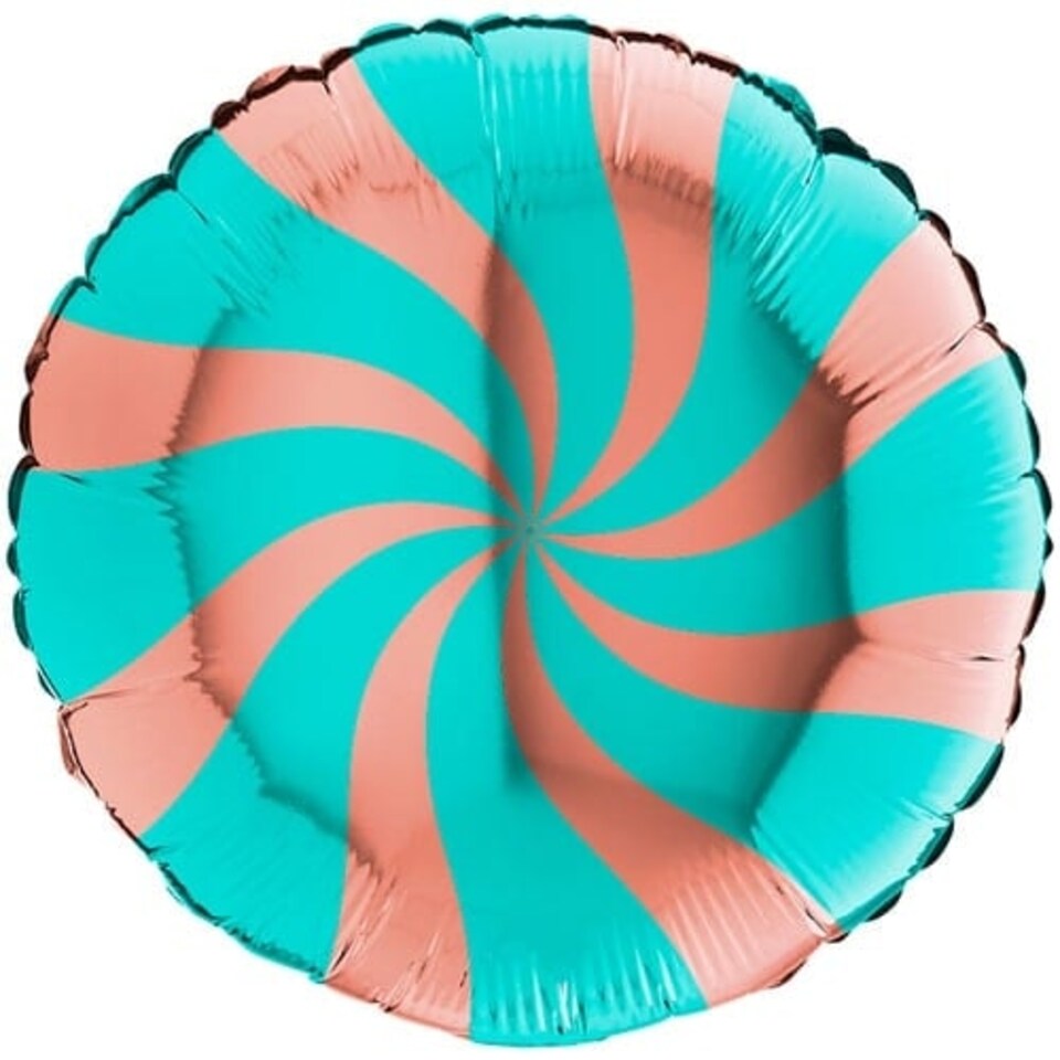Rose Gold & Tiffany Blue Candy Swirl Round Foil Helium Balloon 46cm / 18 in