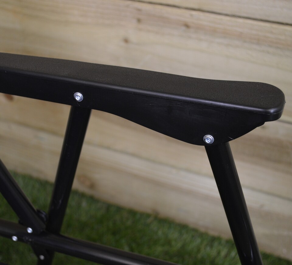 image 1 of 4 Pack Black Folding Canvas Camping / Festival / Outdoor Chairs with Plastic Arm Rests | Black | Black