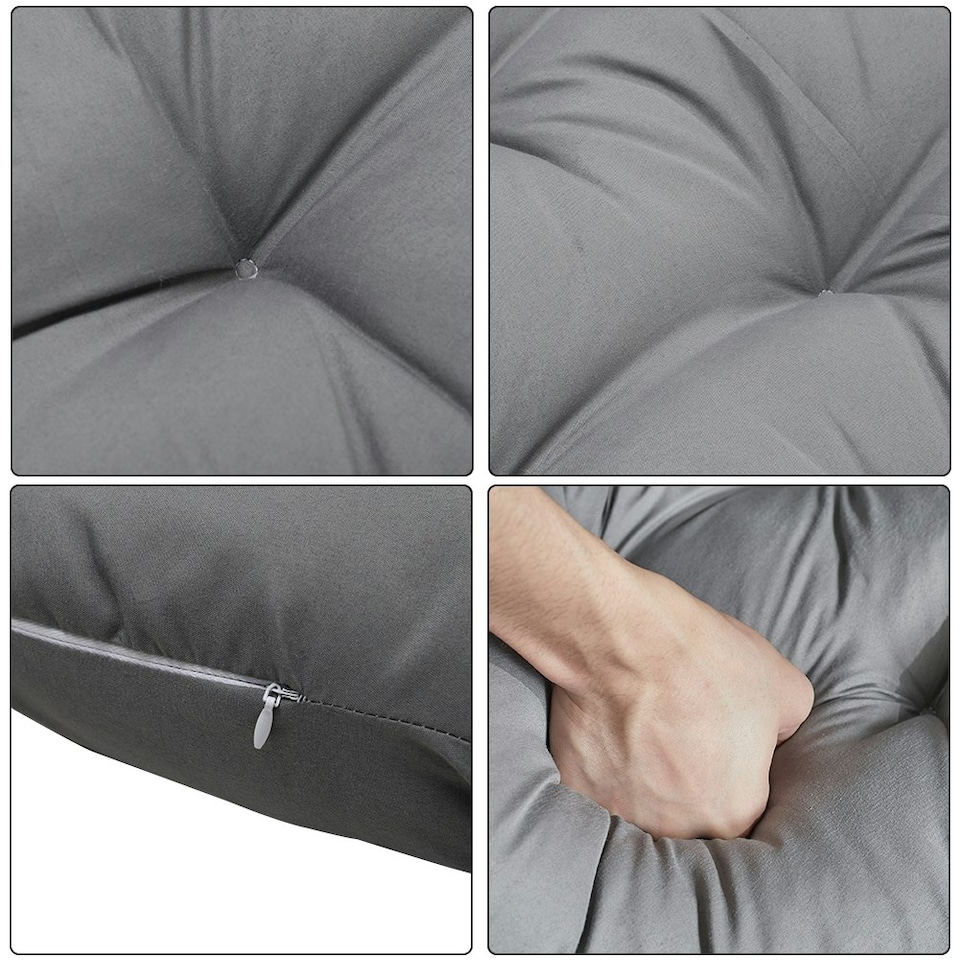 image 1 of Living and Home Thick Hanging Egg Chair Cushion with High Back - Dark Grey