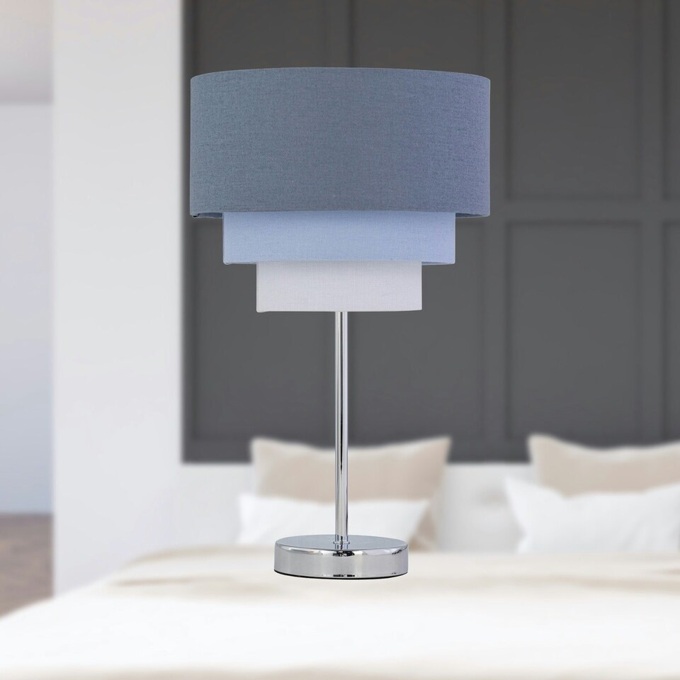image 1 of First Choice Lighting Set of 2 Chrome Touch Operated Stick Table Lamp Bases Only Chrome