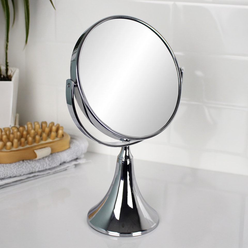 image 1 of Showerdrape Panos 3x Magnifying Chrome Makeup Vanity Mirror | Silver | 1