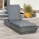 image 4 of Rattan Sun Lounger For Garden Reclining Deck Bed With Cushion Grey Grey