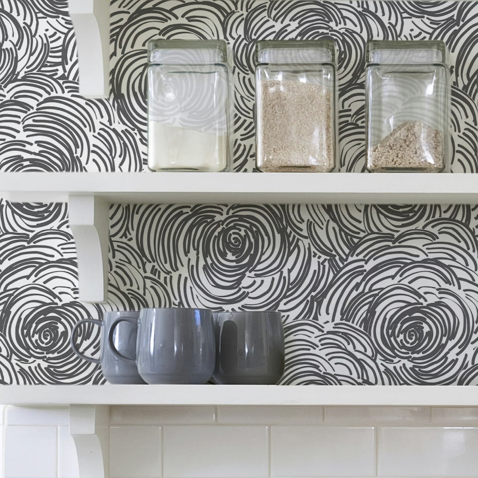 image 1 of NuWallpaper NU3491 Beauty Peel & Stick Wallpaper, Black Multi