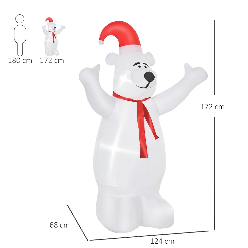 image 1 of HOMCOM 6ft Tall Outdoor Inflatable Bear Airblown Projection Holiday Christmas Lawn Decor