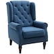 image 1 of HOMCOM Retro Accent Chair, Snow Flannel Wingback Armchair with Wood Frame Button Tufted Design for Living Room Bedroom, Blue