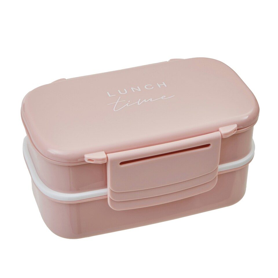 image 1 of Interiors by Premier Minimalist Light Pink Lunch Box With Cutlery, Organized Lunch Box, Versatile Box With Reusable Spoon & Fork