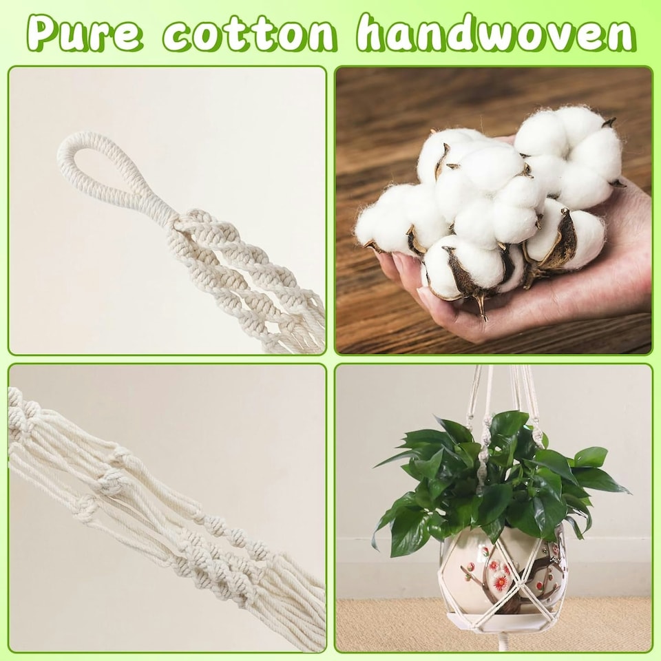 image 1 of 3 Pack Hanging Basket Indoor Outdoor Hanging Plant Pots with 3 Hooks Cream