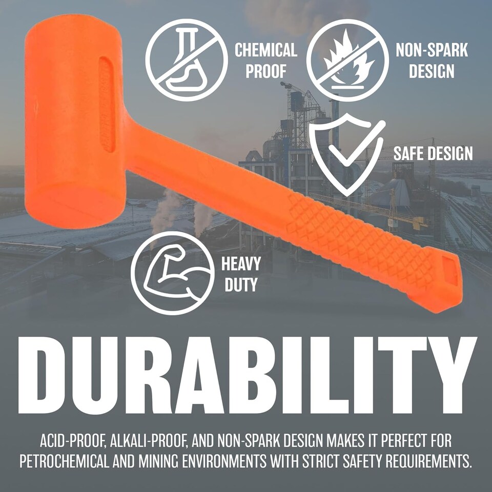 image 1 of 1lb Dead Blow Hammer Heavy Duty Non Rebound Anti Shock Rubber Mallet