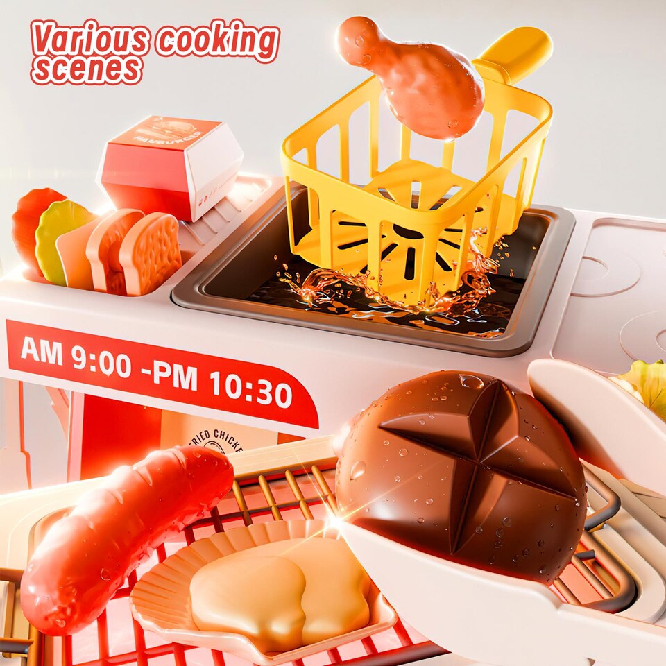 image 1 of Mini Kitchen Playset – 52PCS Fried Chicken Shop Toy