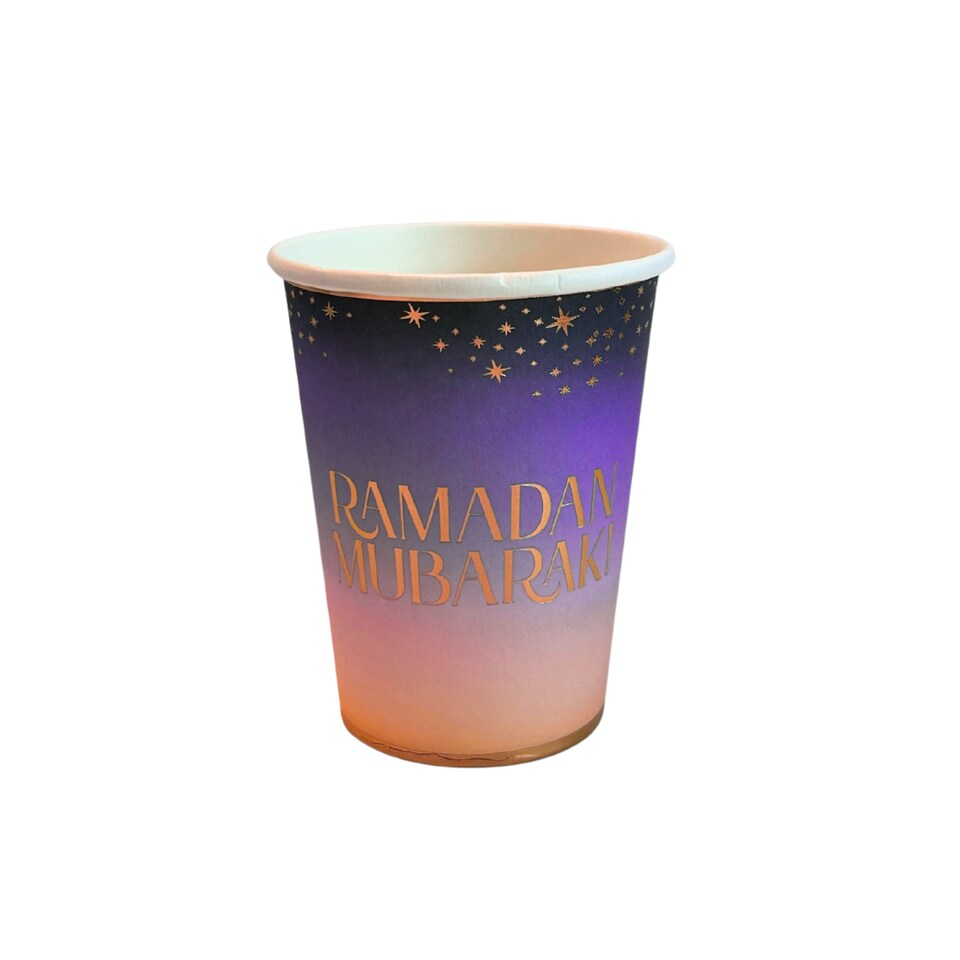 image 1 of Ramadan Mubarak Party Cups (10pk) - Purple & Gold