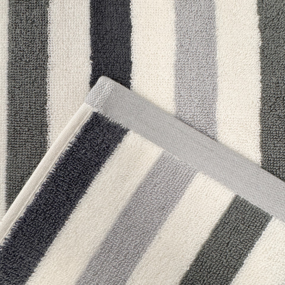 image 1 of Cali Striped Hand Towel 50 x 85cm 100% Cotton - Grey