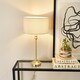 image 3 of ValueLights Maggie Gold Candlestick Table Lamp Grey Shade & Bulb | Gold