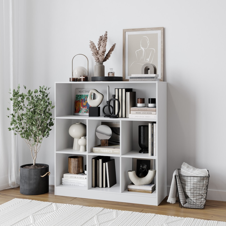 image 1 of Wide 7-Cube Bookcase | White | 1