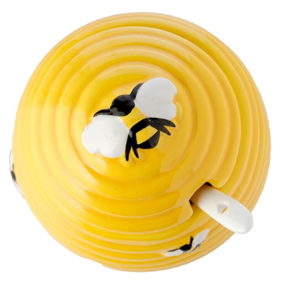 image 1 of Beehive Shaped Ceramic Pot with Lid & Spoon