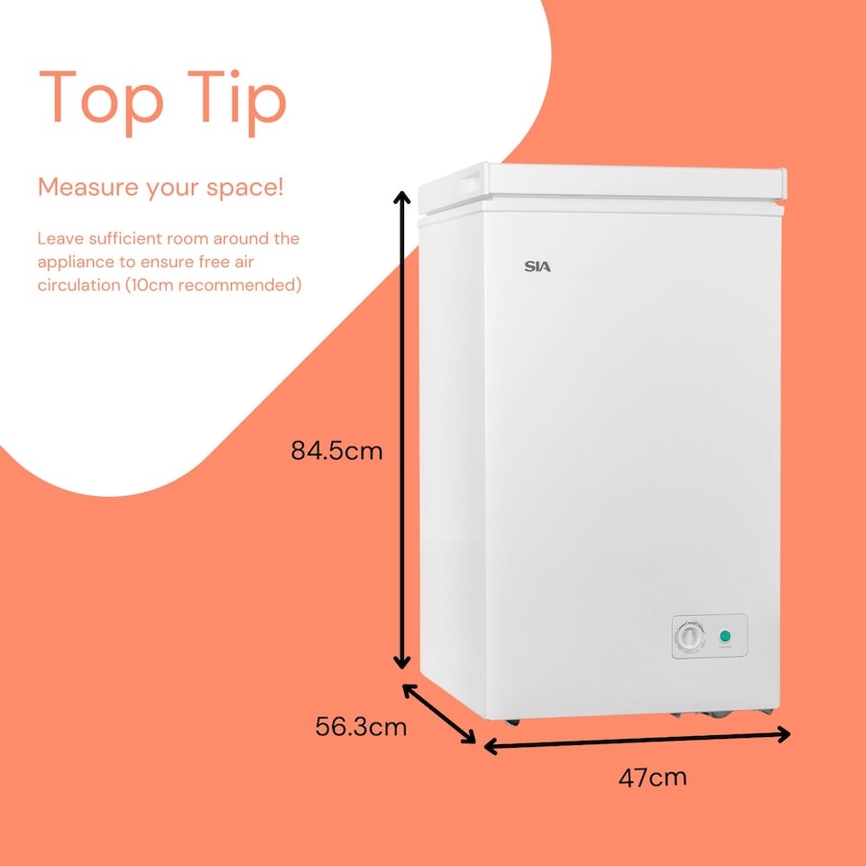 image 1 of SIA SCF92WE 47cm White Freestanding Compact Chest Freezer 92L