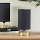 image 3 of ValueLights Pair Francis Gold Touch Table Lamps Navy Shades Gold