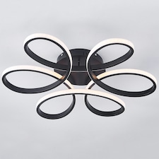 Living and Home Modern Acrylic Petal LED Semi-Ceiling Light - Black
