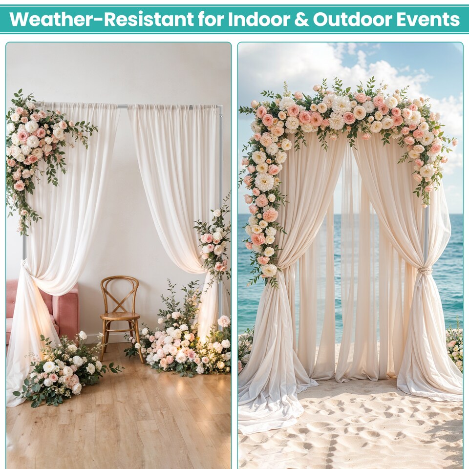 image 1 of 3x3m Silver Modular Rectangular Backdrop Stand Kit with Metal Frame - 2 Base, 6 Pipes