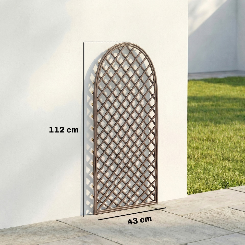 image 1 of Outsunny Garden Trellis, Decorative Trellis Panels with Dome Top, Natural | Brown | Natural wood