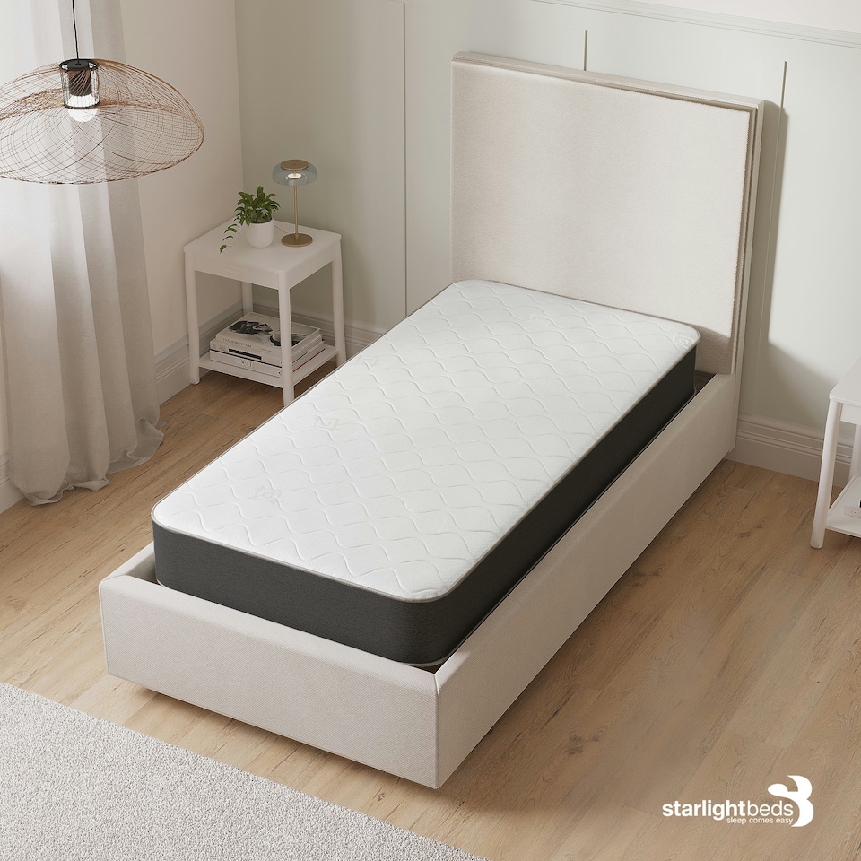 image 1 of Hybrid Mattress - Soft Feel, Memory Foam & Spring Support | Grey | Small Single