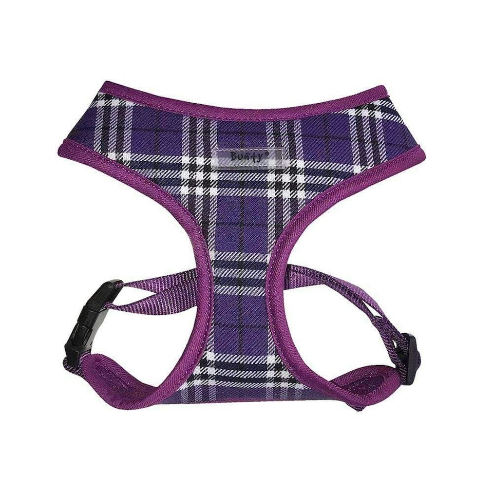 image 1 of Soft Dog & Puppy Harness with Clip, Adjustable Purple | S