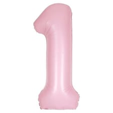 Matte Lovely Pink Number 1 Helium Foil Giant Balloon 86cm / 34 in | Pink