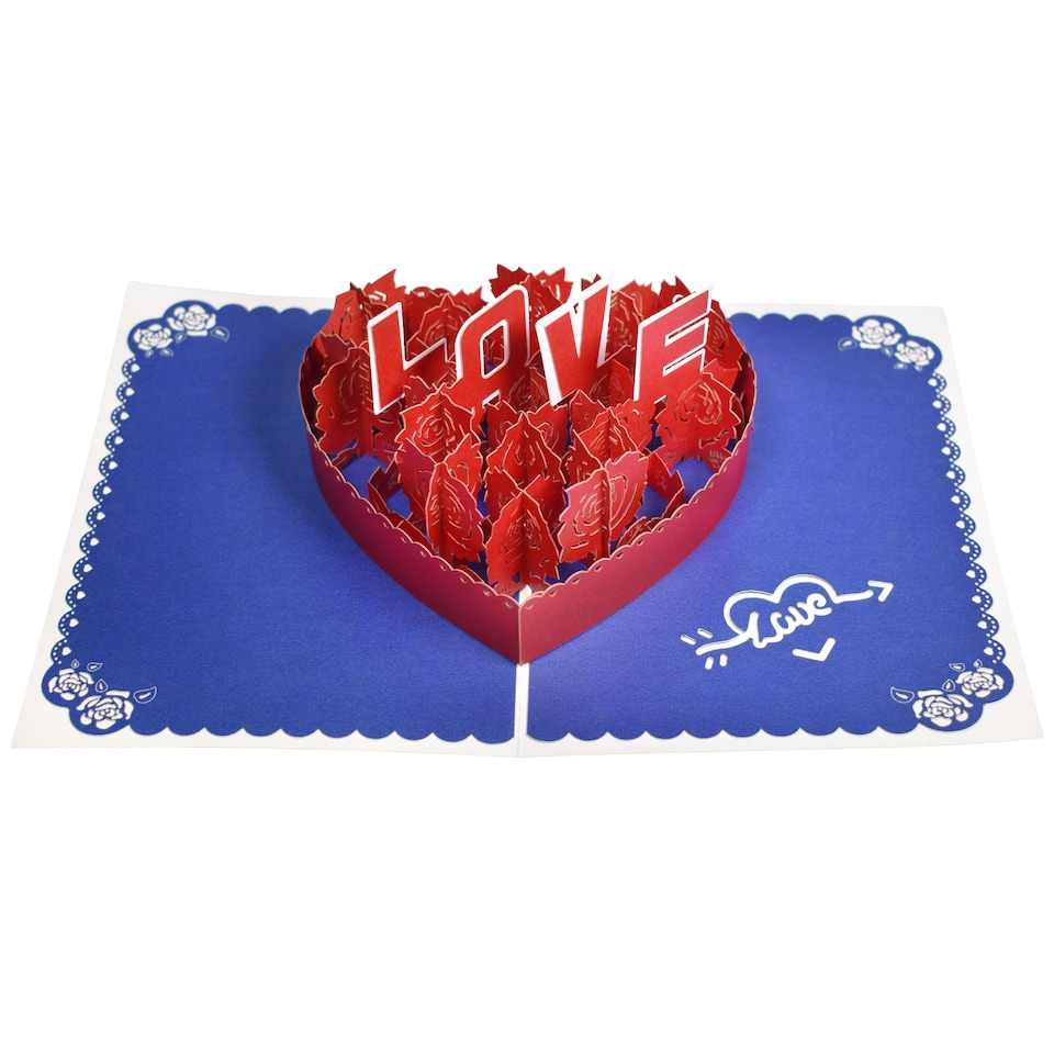 image 1 of Roses Love Heart Deign 3D Pop Up Valentine’s Day Card