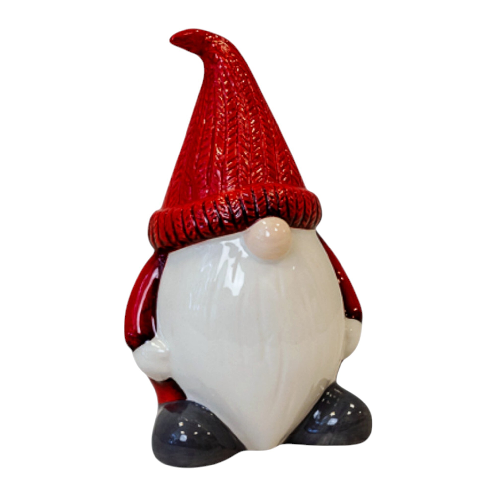 Four Candle Red/White Ceramic Santa Gonk in White