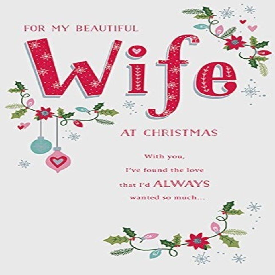 image 1 of Beautiful Wife Holly Love Verse Christmas Greeting Card