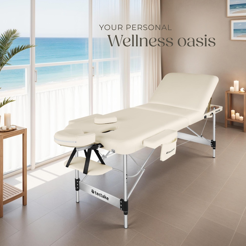 image 1 of Massage Table Phuket - 3 zones, 70 cm wide, aluminium frame, carry bag and masks | Cream | beige | 1
