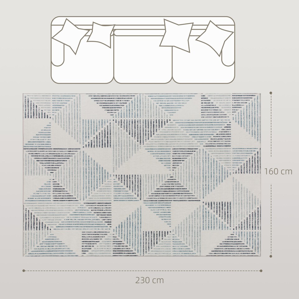 image 1 of HOMCOM Modern Area Rug, Geometric Pattern Non-Slip Washable Rug, Soft Floor Carpet for Living Room, Bedroom, Dining Room, Home Office, 230 x 160 cm, Multi-Coloured | Multi