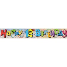 Happy 12th Birthday Prismatic Foil Banner 365cm