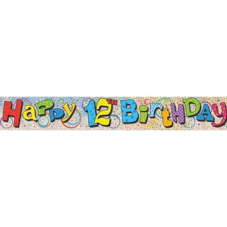 Happy 12th Birthday Prismatic Foil Banner 365cm