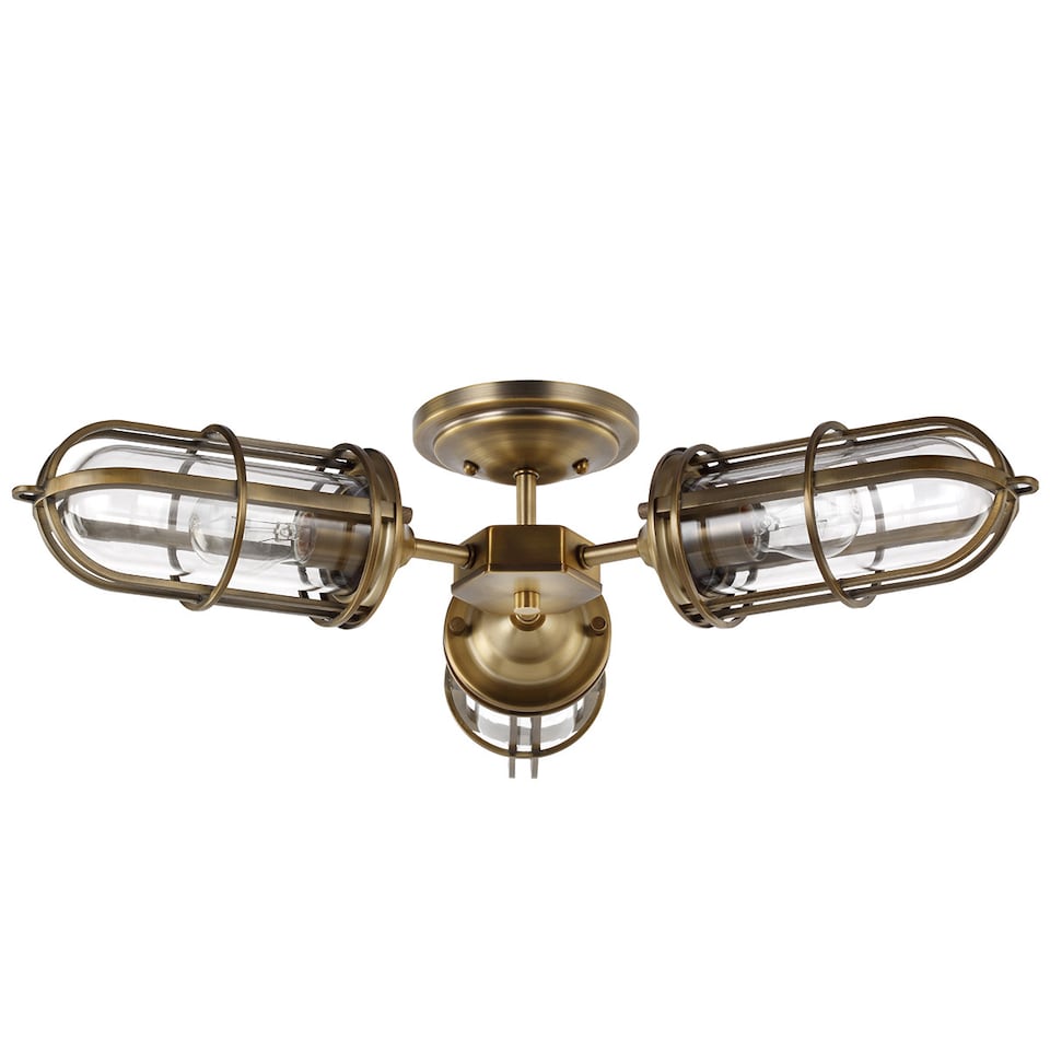 image 1 of Feiss Urban Restoration 3 Light Semi Flush Dark Antique Brass IP44