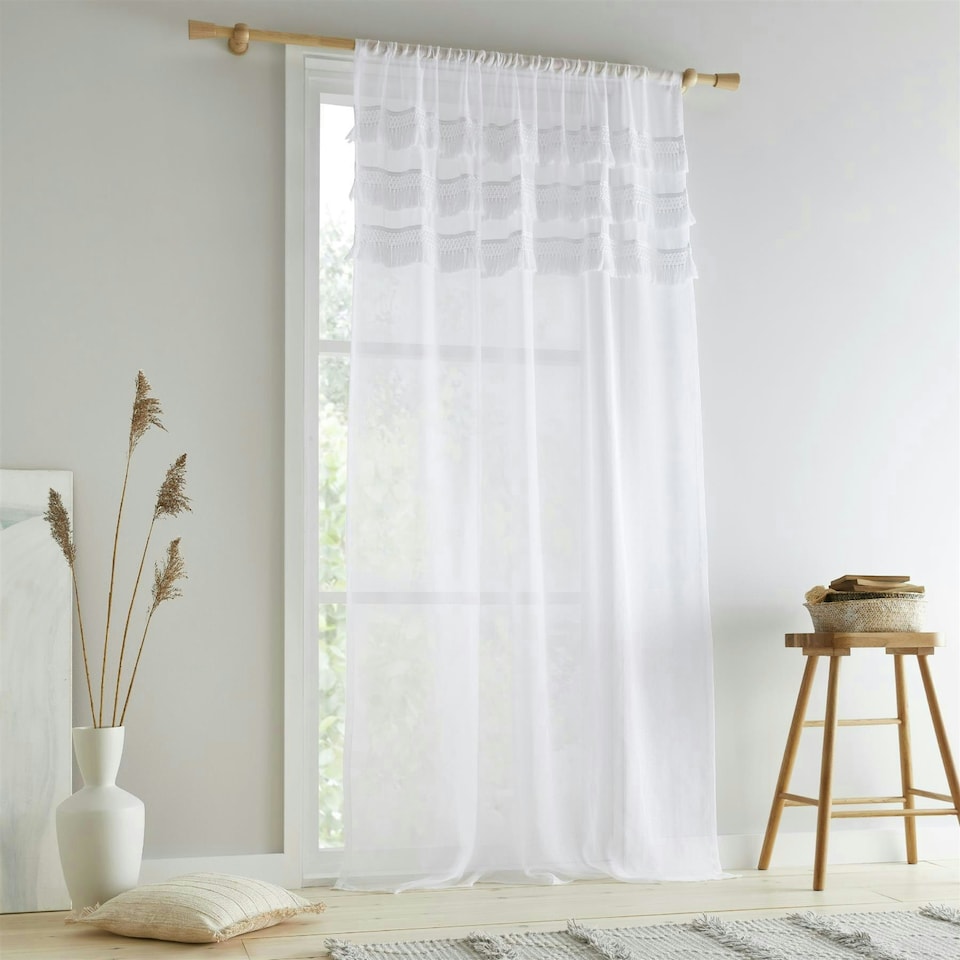 image 1 of Pineapple Elephant Izmir White Tab Top Voile White | 55x54"