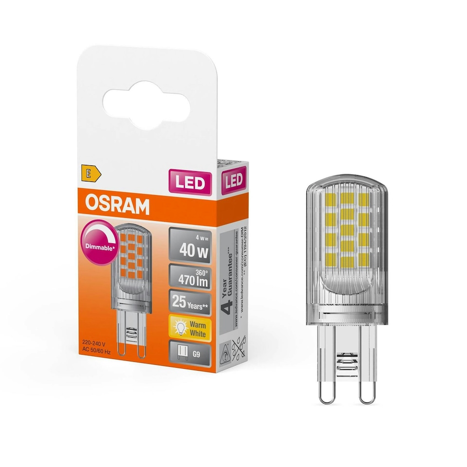 image 1 of OSRAM Dimmable LED PIN Lamp Light Bulb with G9 Base 470 Lumens 6 Pack