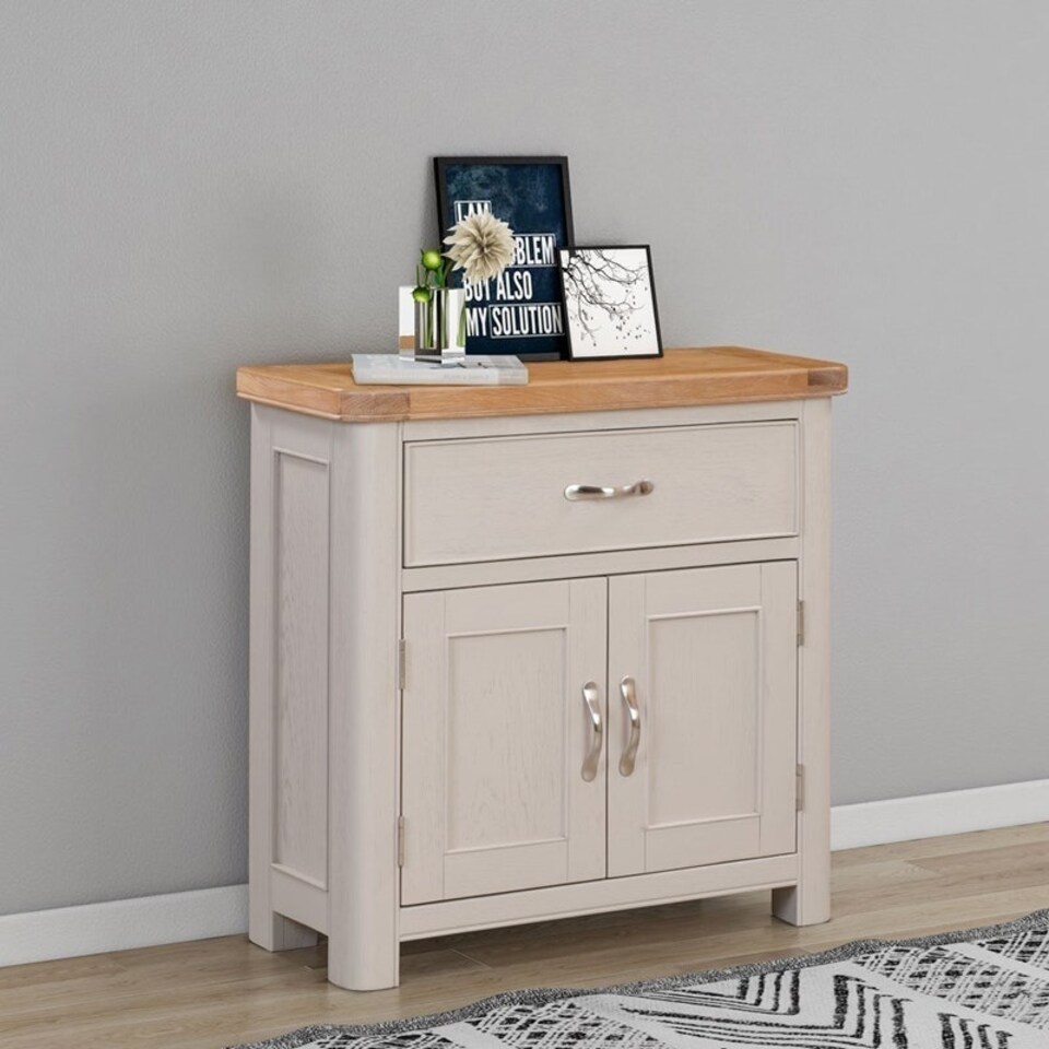 image 1 of Bologna Painted Compact Sideboard with 1 Drawer & 2 Doors - L32 x W80 x H80 cm | Grey