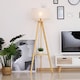image 7 of HOMCOM Tripod Floor Lamp, Freestanding Bedside Light Reading Light with Storage Shelf and Linen Shade for Living Room Bedroom, 154cm, Cream