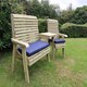 image 2 of Ergonomic Trio Set Wooden Garden Bench & Chair Set - Attach Tray to Arms - L75 x W220 x H105 cm - Fully Assembled