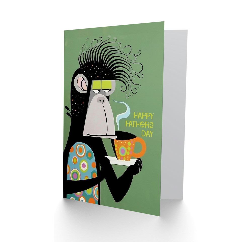 image 1 of Fathers Day Cup Tea Coffee Animal Chimp Lover Dad Card