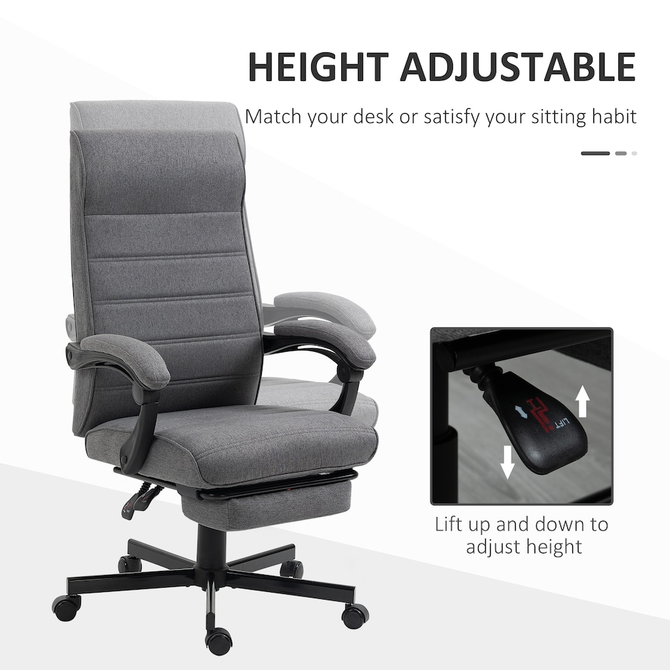 image 1 of Vinsetto Office Chair, Computer Desk Chair, Fabric Swivel Chair with Adjustable Height and Rolling Wheels for Home Office Work Study, Grey