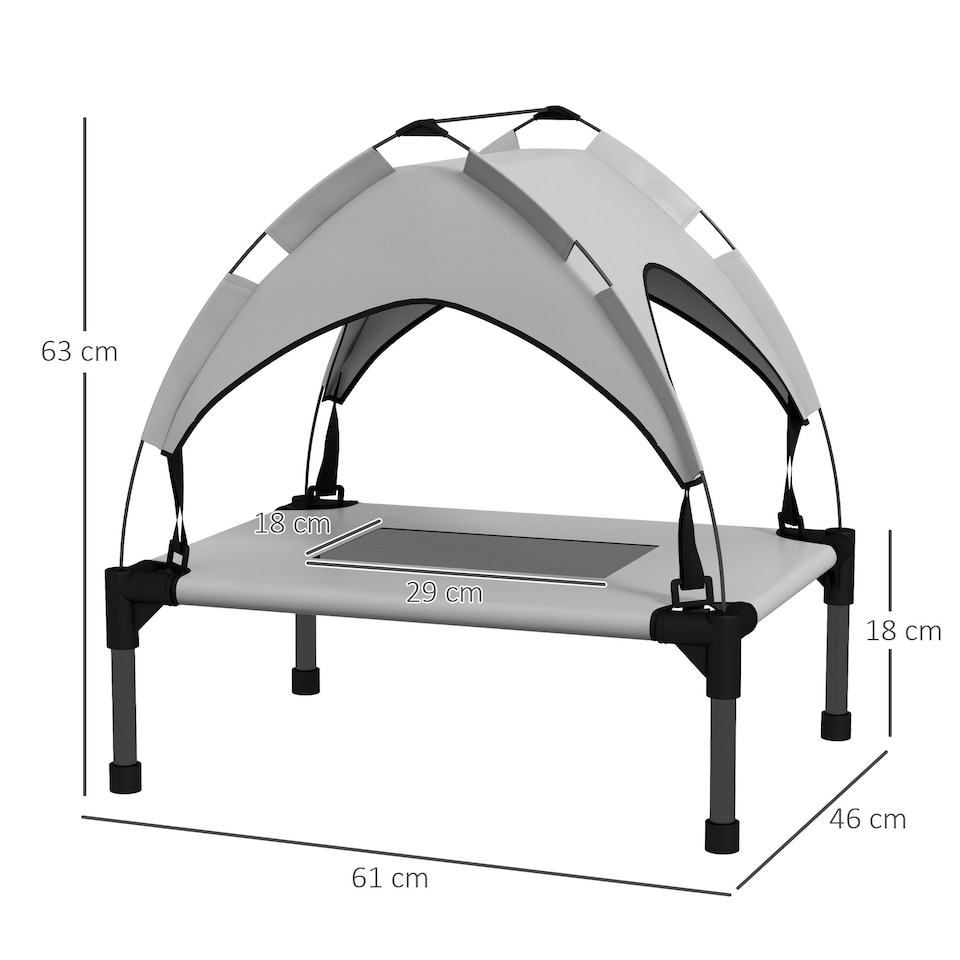 image 1 of PawHut Cooling Raised Dog Bed w/ Breathable Mesh, for Mini, S Dogs - Light Grey