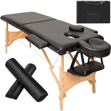 Massage Table - 2-zones with wooden frame, bolsters, carry bag, head and armrests | Black | black | 1