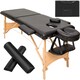 image 1 of Massage Table - 2-zones with wooden frame, bolsters, carry bag, head and armrests | Black | black | 1