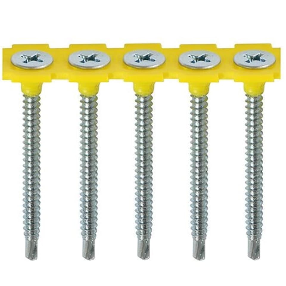 image 1 of Timco - Collated Drywall Metal Stud Plasterboard Screws - PH - Bugle - Fine Thread - Self Drilling - Zinc (Size 3.5 x 35 - 1000 Pieces)