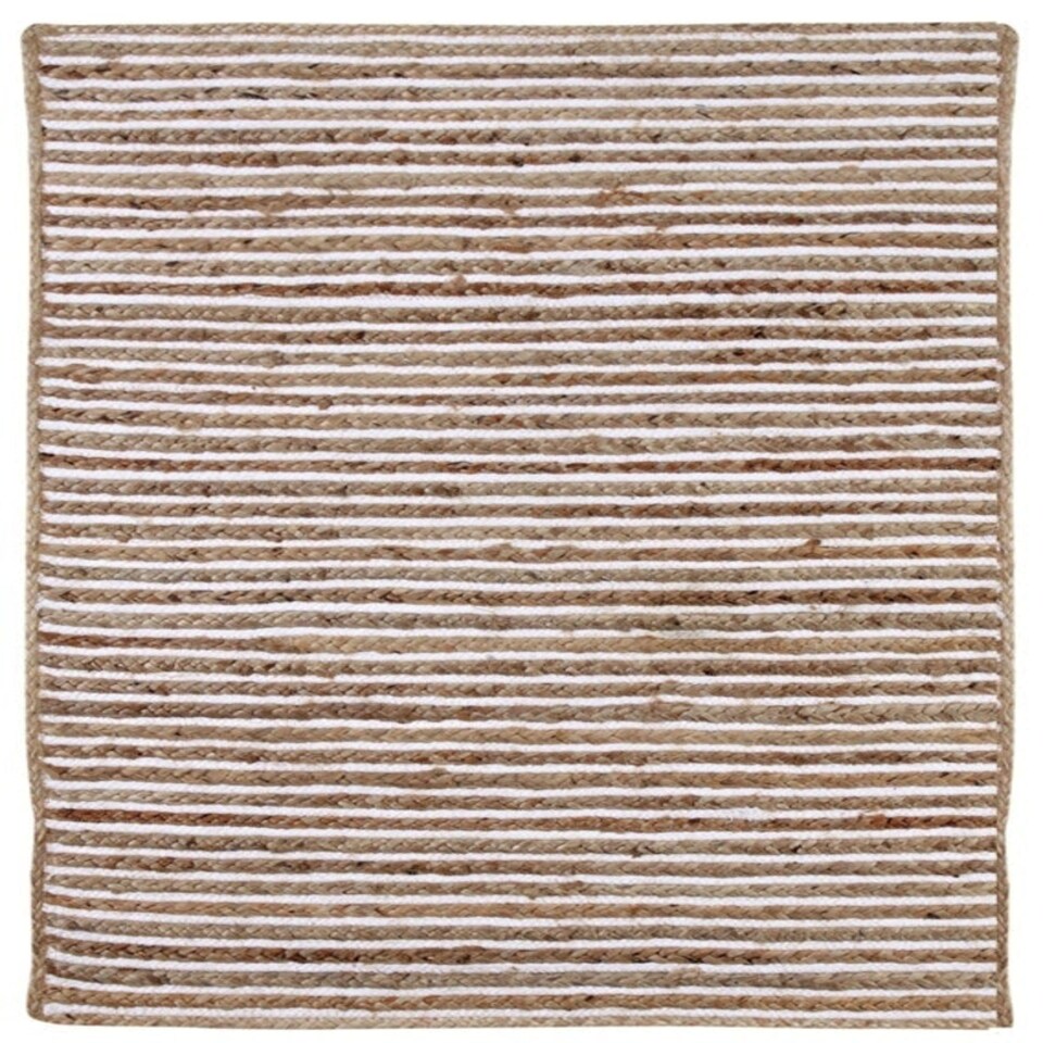 image 1 of CHAKKAR PALE Stripe Rectangular Beige Hall Rug - Jute - L75 x W120 - White White