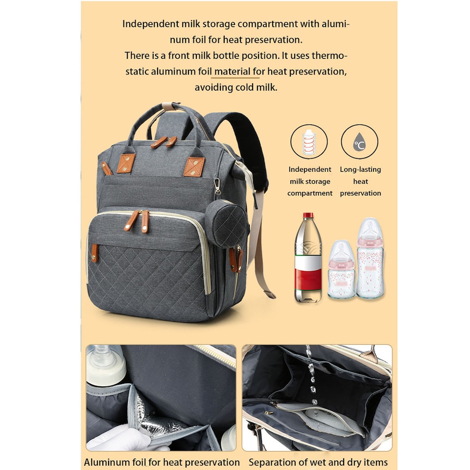 image 1 of Multifunctional Maternity and Baby Backpack for Outings | Grey | Dark Grey