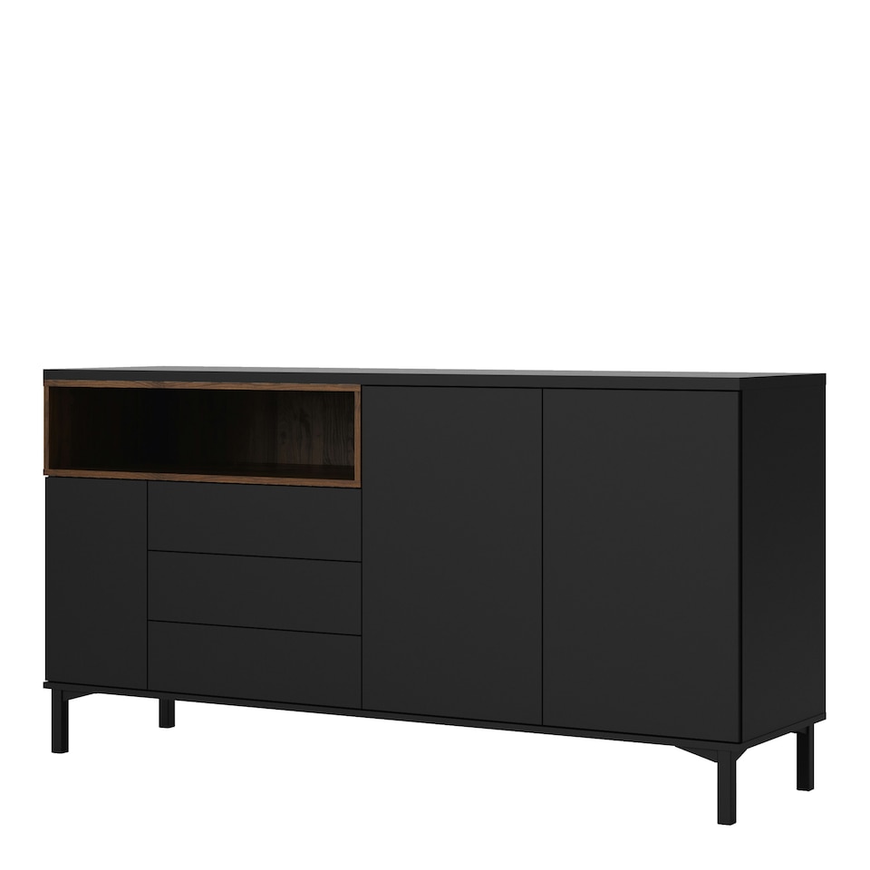 image 1 of Roomers Sideboard 3 Drawers 3 Doors in Black and Walnut