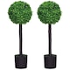 image 1 of HOMCOM Set of 2 Decorative Artificial Trees, Topiary Ball-shaped Boxwood Trees in Pot, Fake Plants for Home Indoor outdoor Decor, 60cm, 1 Tree Balls